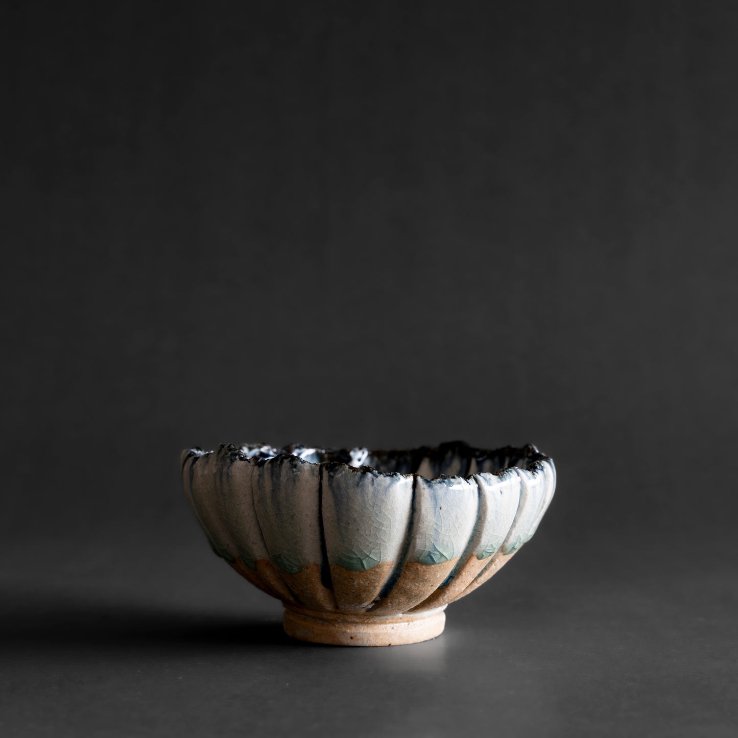 Ash Glaze & Zaffer Oval Bowl