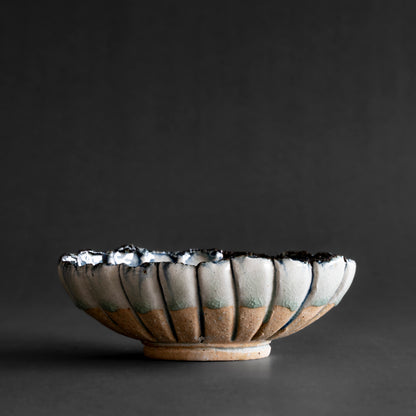 Ash Glaze & Zaffer Oval Bowl