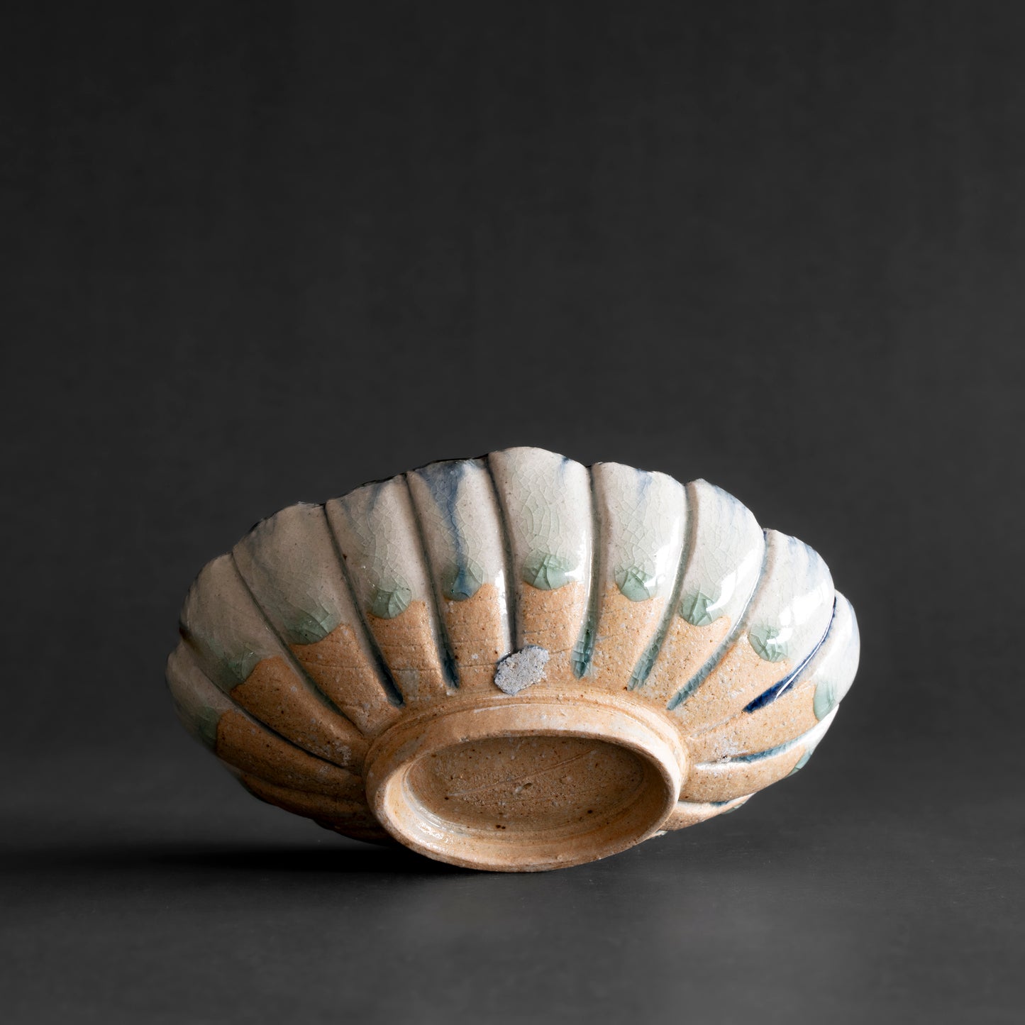Ash Glaze & Zaffer Oval Bowl