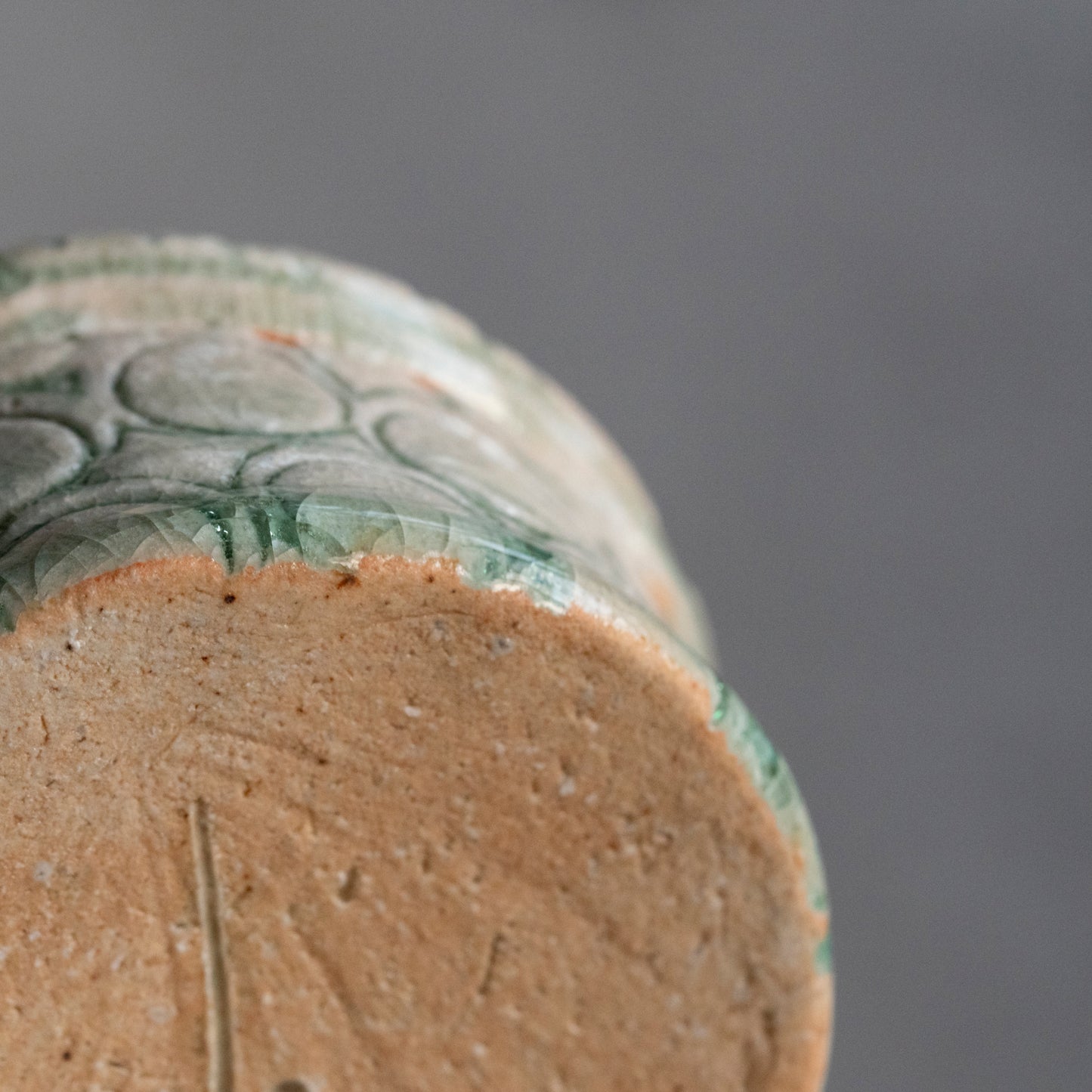 Ash Glaze & Zaffer Imprint Lidded Bowl