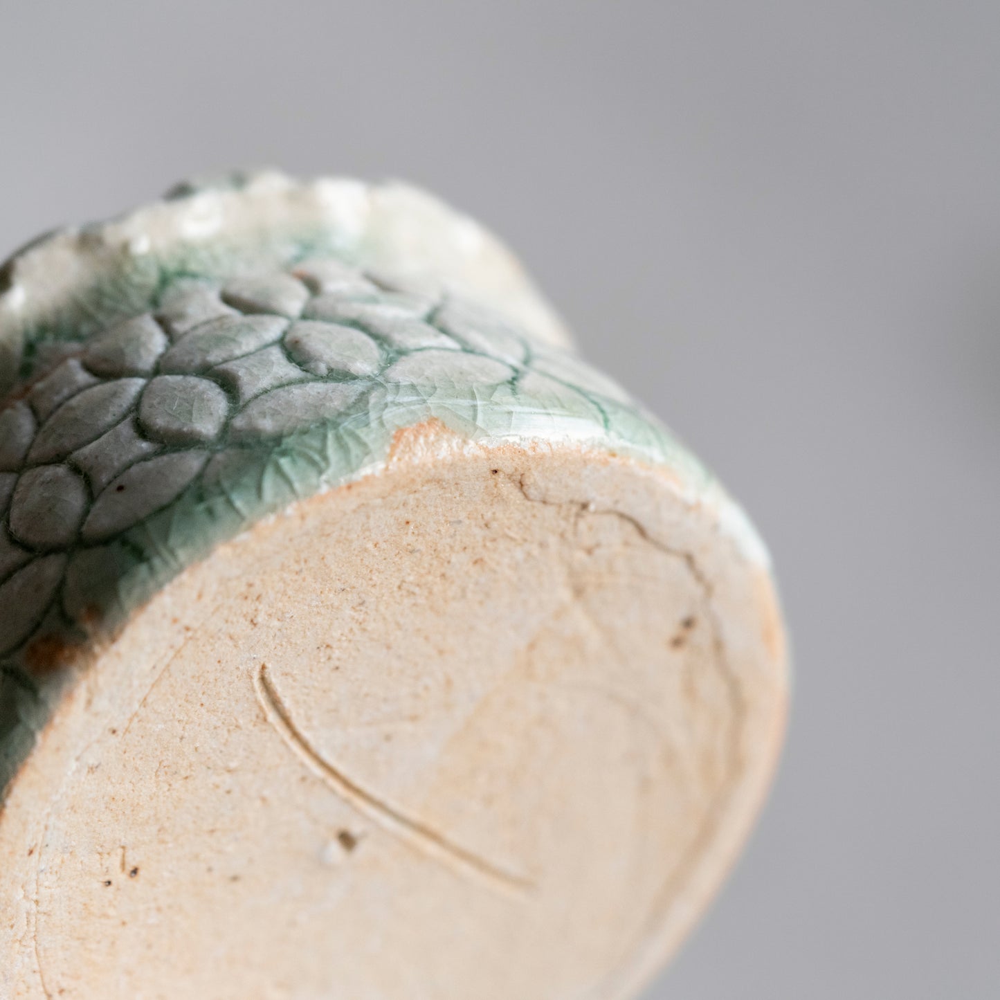 Ash Glaze & Zaffer Imprint Lidded Bowl