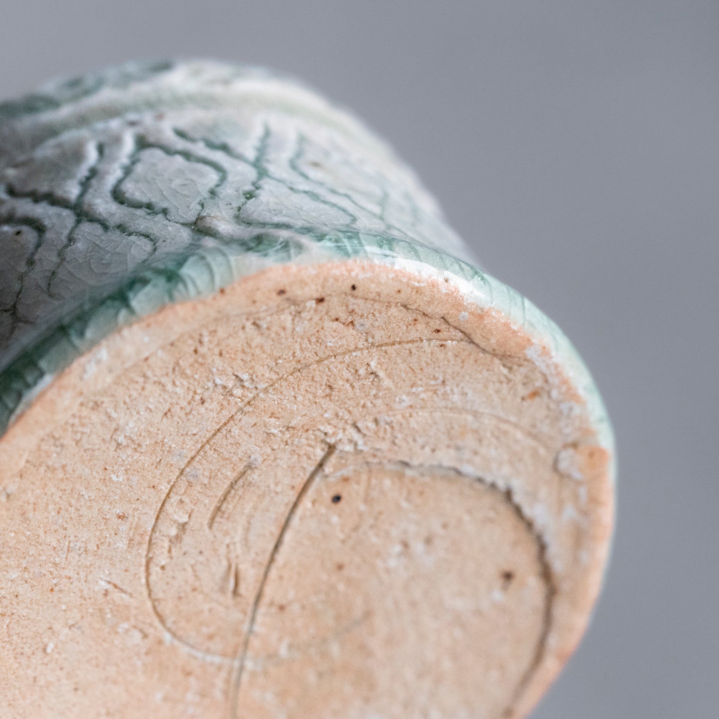 Ash Glaze & Zaffer Imprint Lidded Bowl