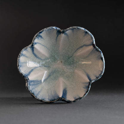 Ash Glaze & Zaffer Floral-shaped Bowl