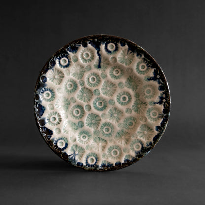 Ash Glaze & Zaffer Imprint Plate (18cm)