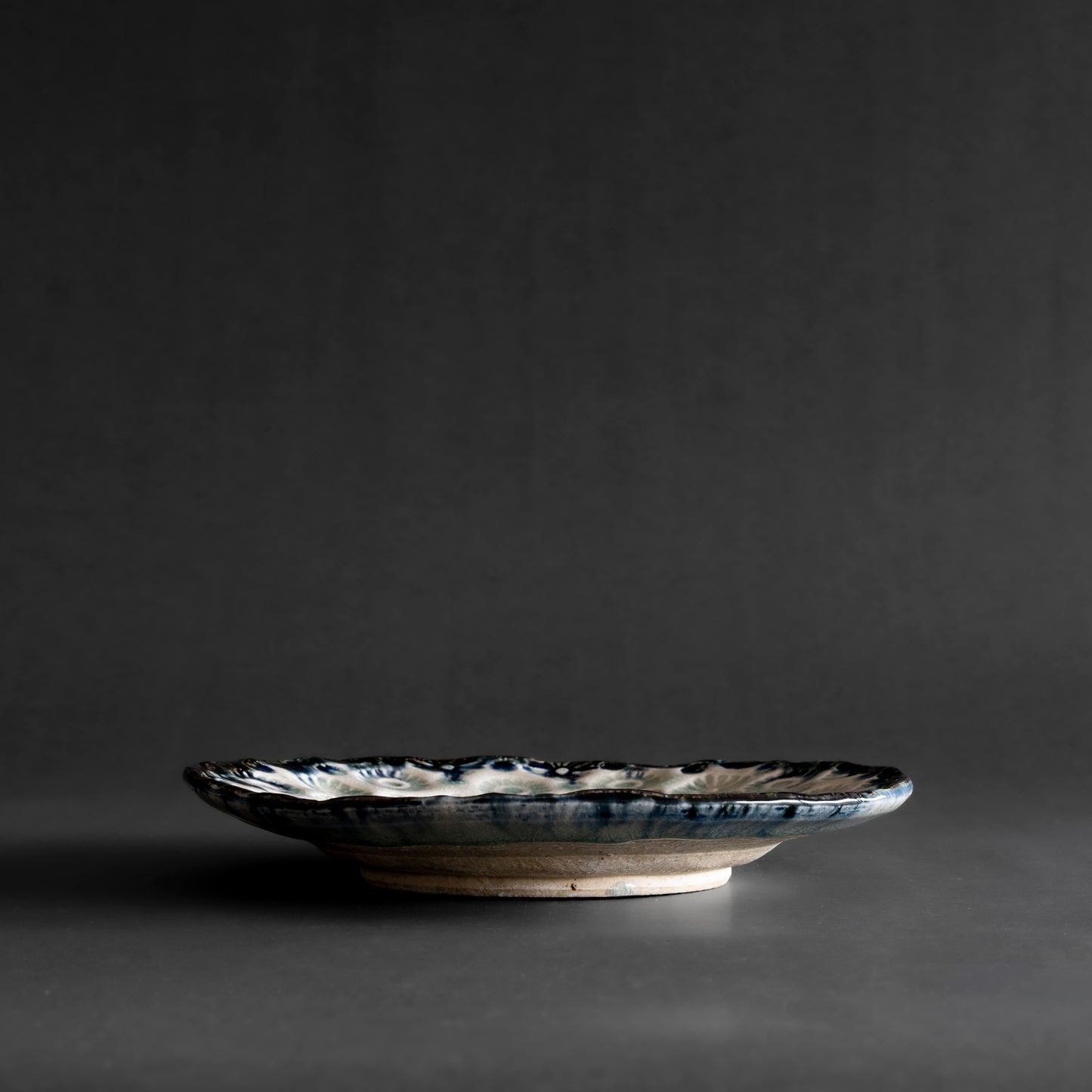 Ash Glaze & Zaffer Imprint Plate (18cm)