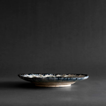 Ash Glaze & Zaffer Imprint Plate (18cm)
