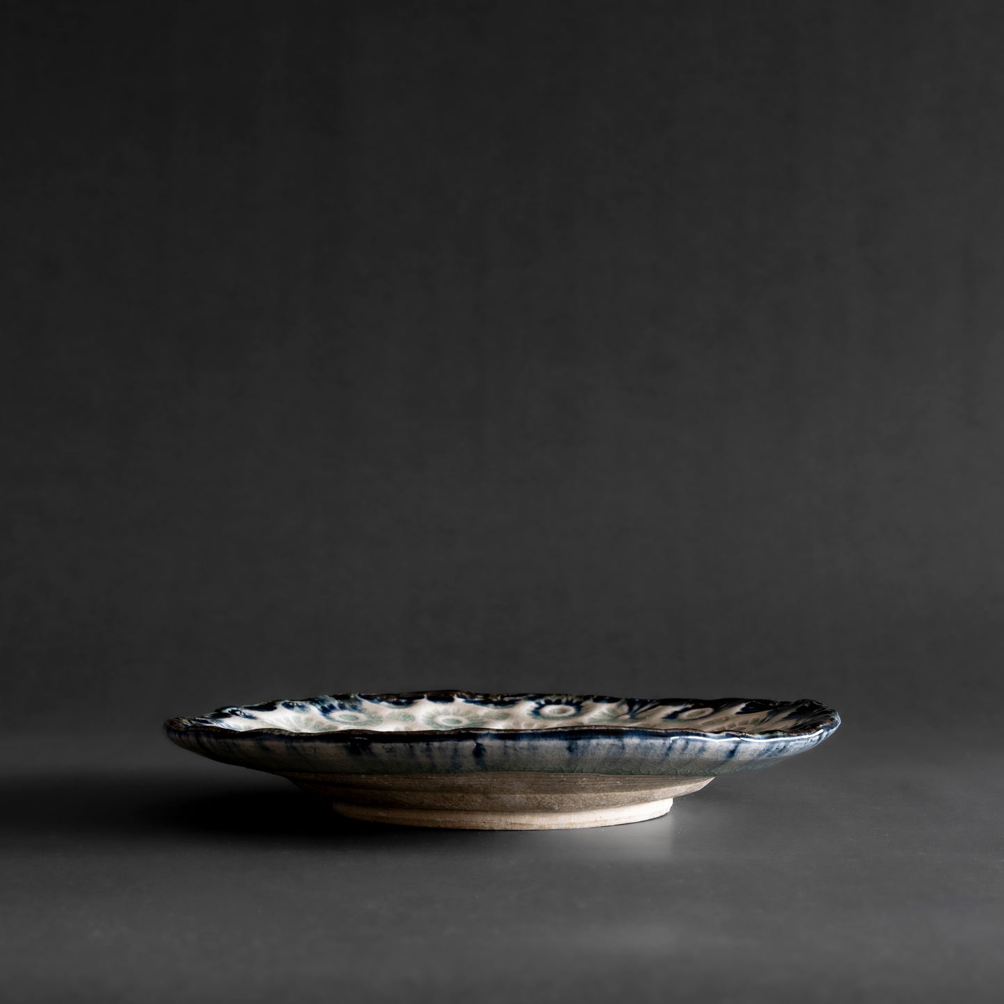 Ash Glaze & Zaffer Imprint Plate (18cm)