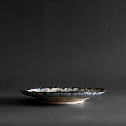 Ash Glaze & Zaffer Imprint Plate (18cm)