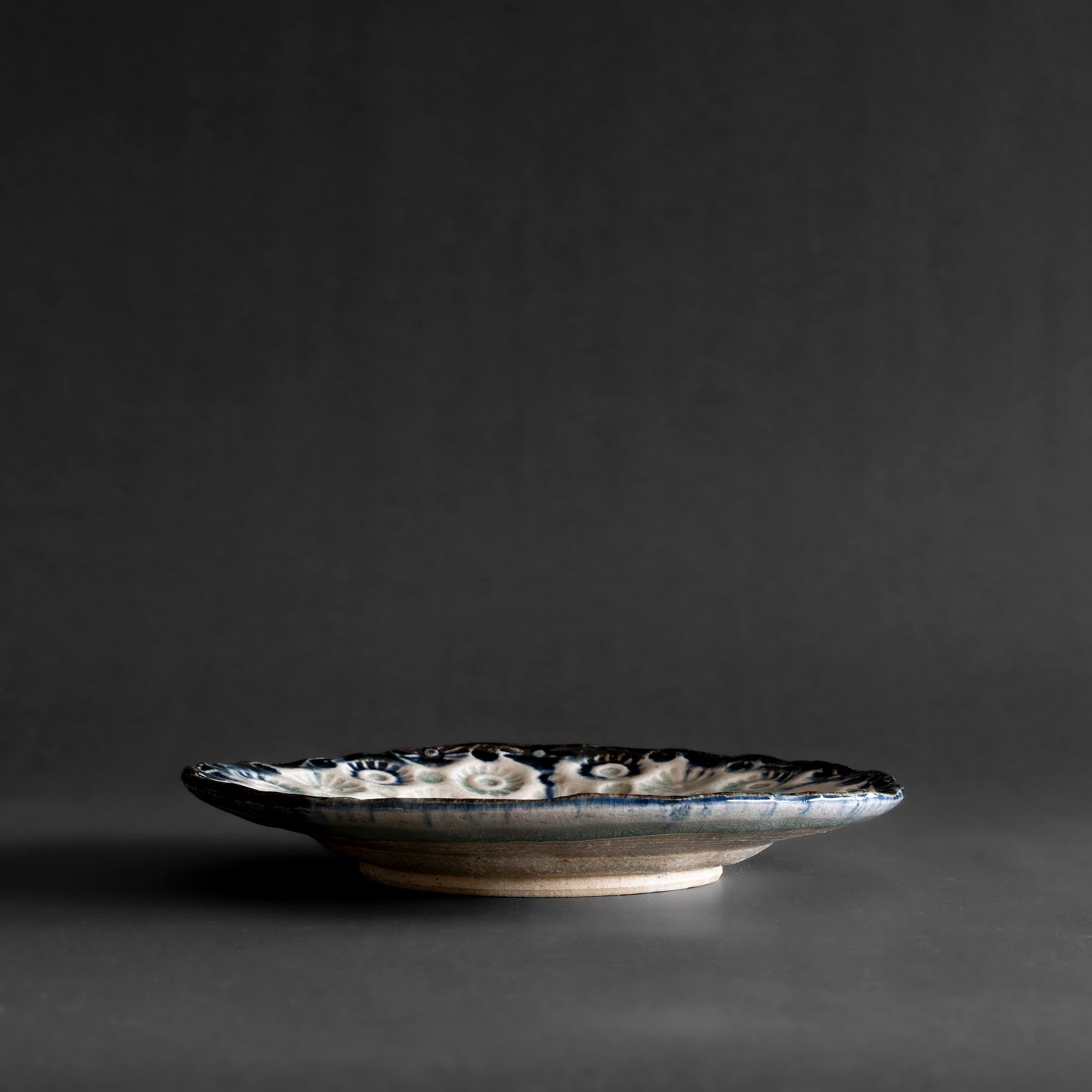 Ash Glaze & Zaffer Imprint Plate (18cm)
