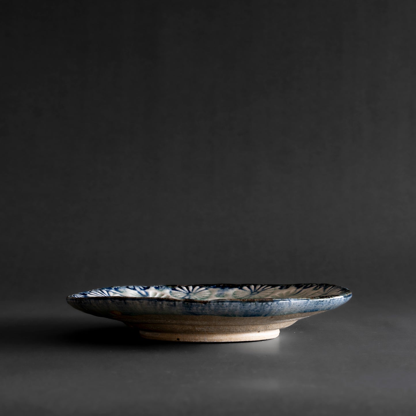 Ash Glaze & Zaffer Imprint Plate (18cm)
