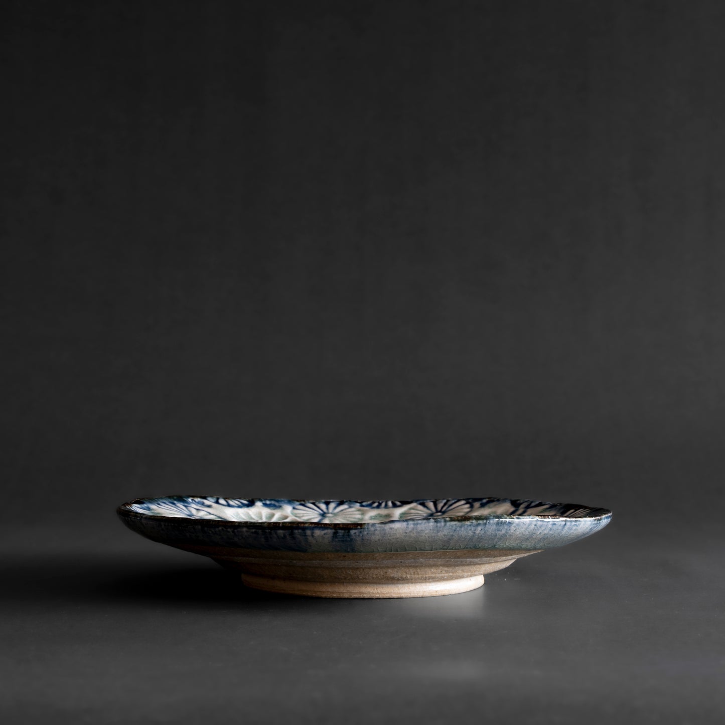 Ash Glaze & Zaffer Imprint Plate (18cm)