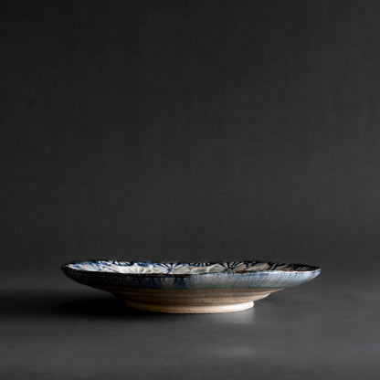 Ash Glaze & Zaffer Imprint Plate (18cm)
