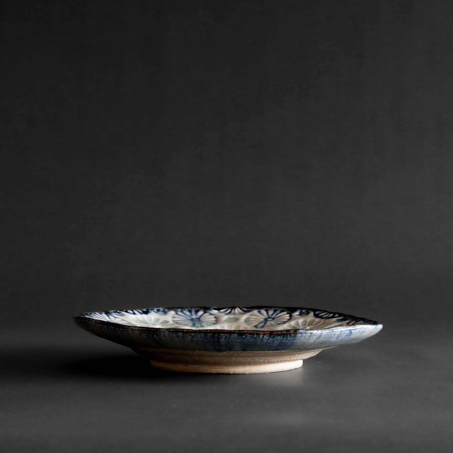 Ash Glaze & Zaffer Imprint Plate (18cm)