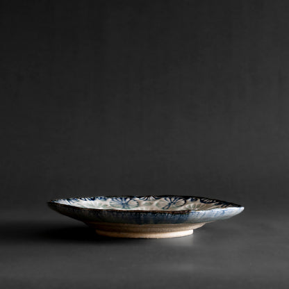 Ash Glaze & Zaffer Imprint Plate (18cm)