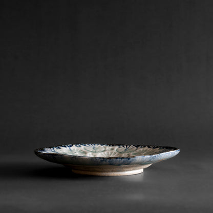 Ash Glaze & Zaffer Imprint Plate (18cm)